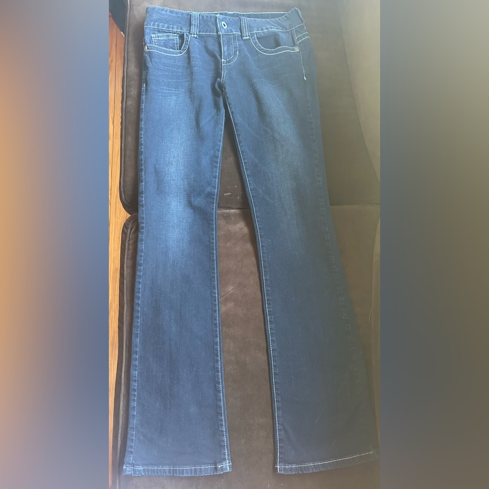 Guess Los Angeles Wide Leg  Dark Low Waist Blue Jeans Sz 29